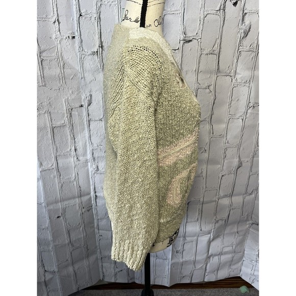 JJ Fargo Womens Vintage Sweater S/M Pink Pastels Pearls Hand Knitted Granny Core - Picture 4 of 11